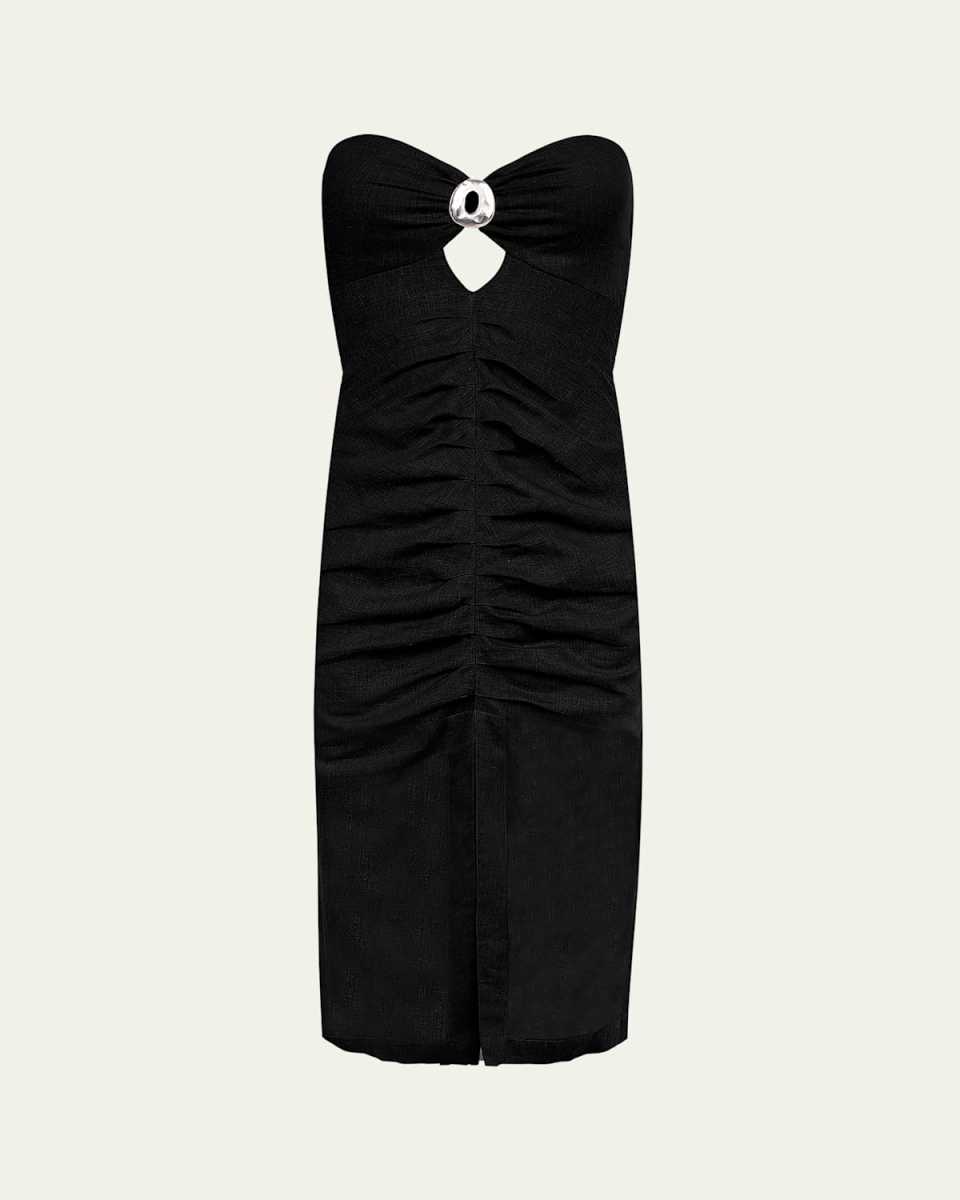 Solid Naori Strapless Midi Dress